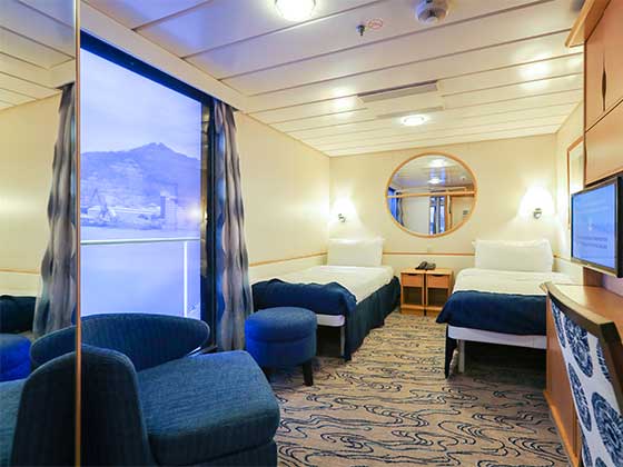 船中/船头船尾虚拟阳台双人内舱房 2u/4u